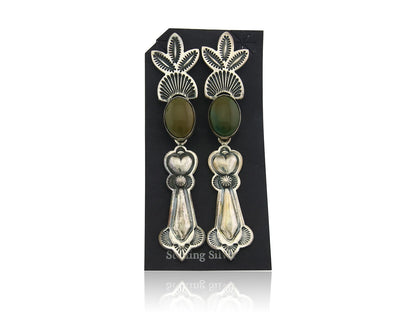 Navajo Earrings 925 Silver Natural Turquoise Artist Signed JR Silversmith C.80's