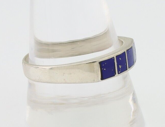 Navajo Handmade Ring 925 Silver Natural Lapis Lazuli Artist Signed SC C.80's