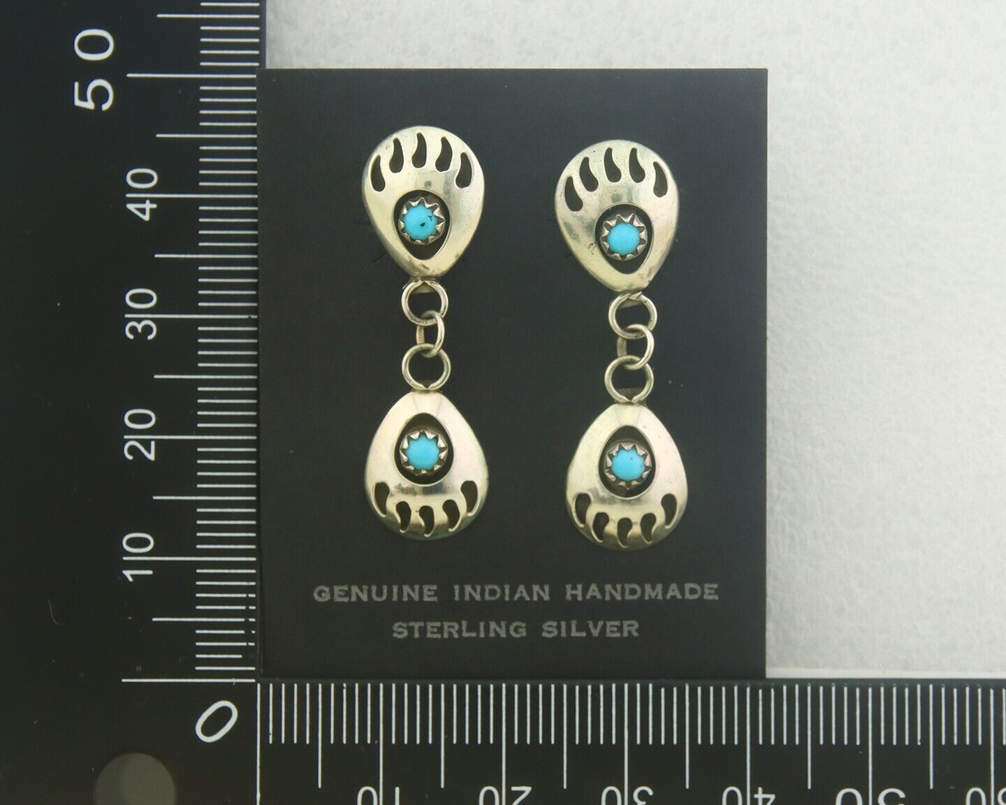 Navajo Earrings 925 Silver Natural Turquoise Native American Artist C80s