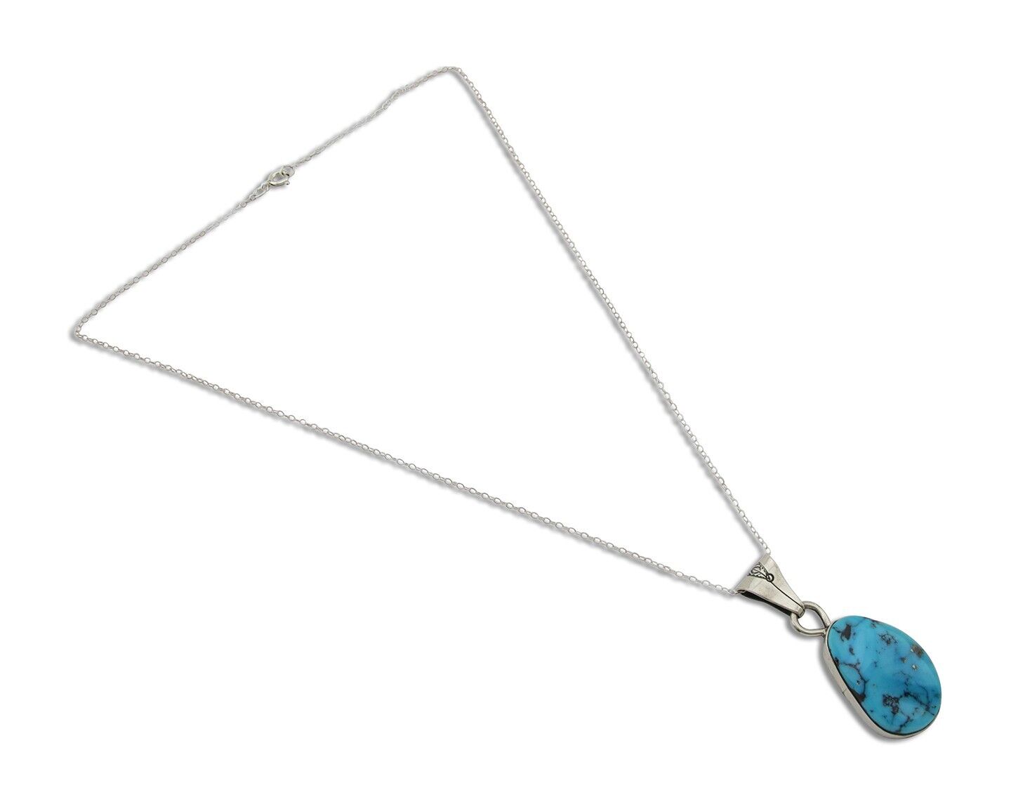 Navajo Necklace 925 Silver Blue Turquoise Artist Signed Tony Guerro C.80's