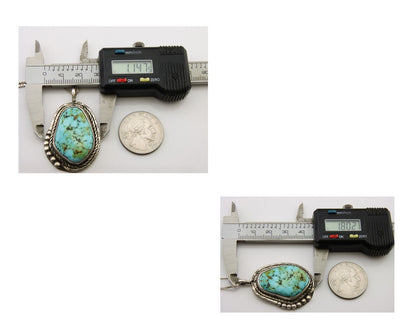 Navajo Pendant 925 Silver Turquoise Native Artist Signed The Blue Indian 1995