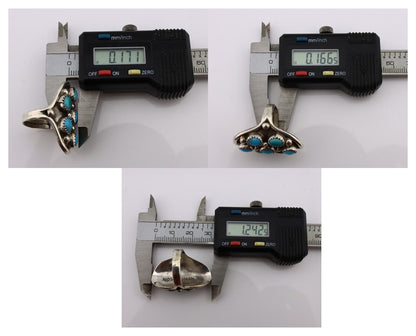Navajo Ring .925 Silver Natural Blue Turquoise Signed L Henderson C.80's