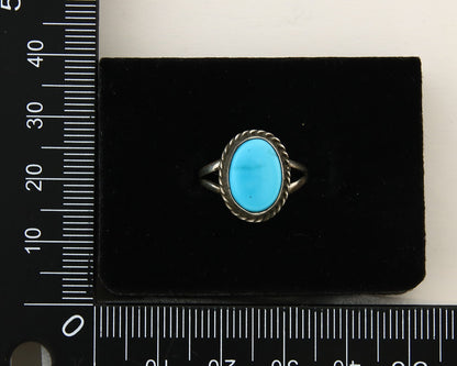 Navajo Ring 925 Sterling Natural Blue Turquoise C.80's Size 5.25