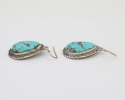 Navajo Dangle Earrings 925 Silver Natural Turquoise Artist Signed Mike Begay C80