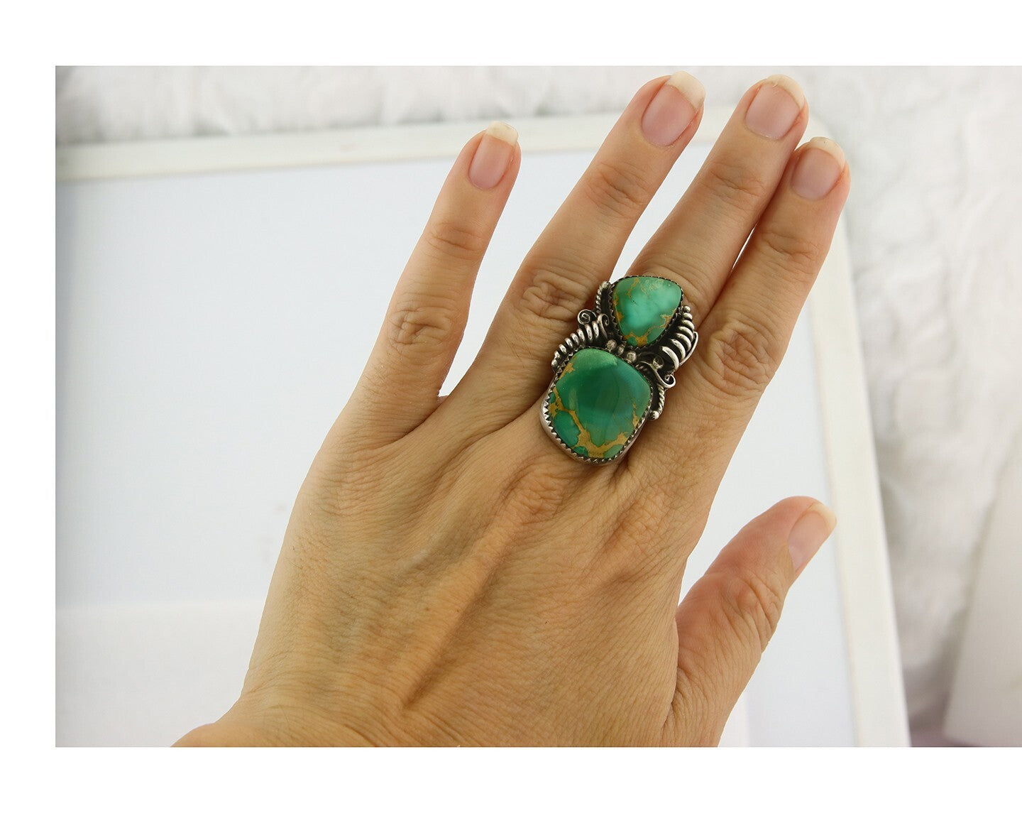 Vintage Navajo Ring 925 Sterling Silver Authentic Royston Turquoise Size 6.5