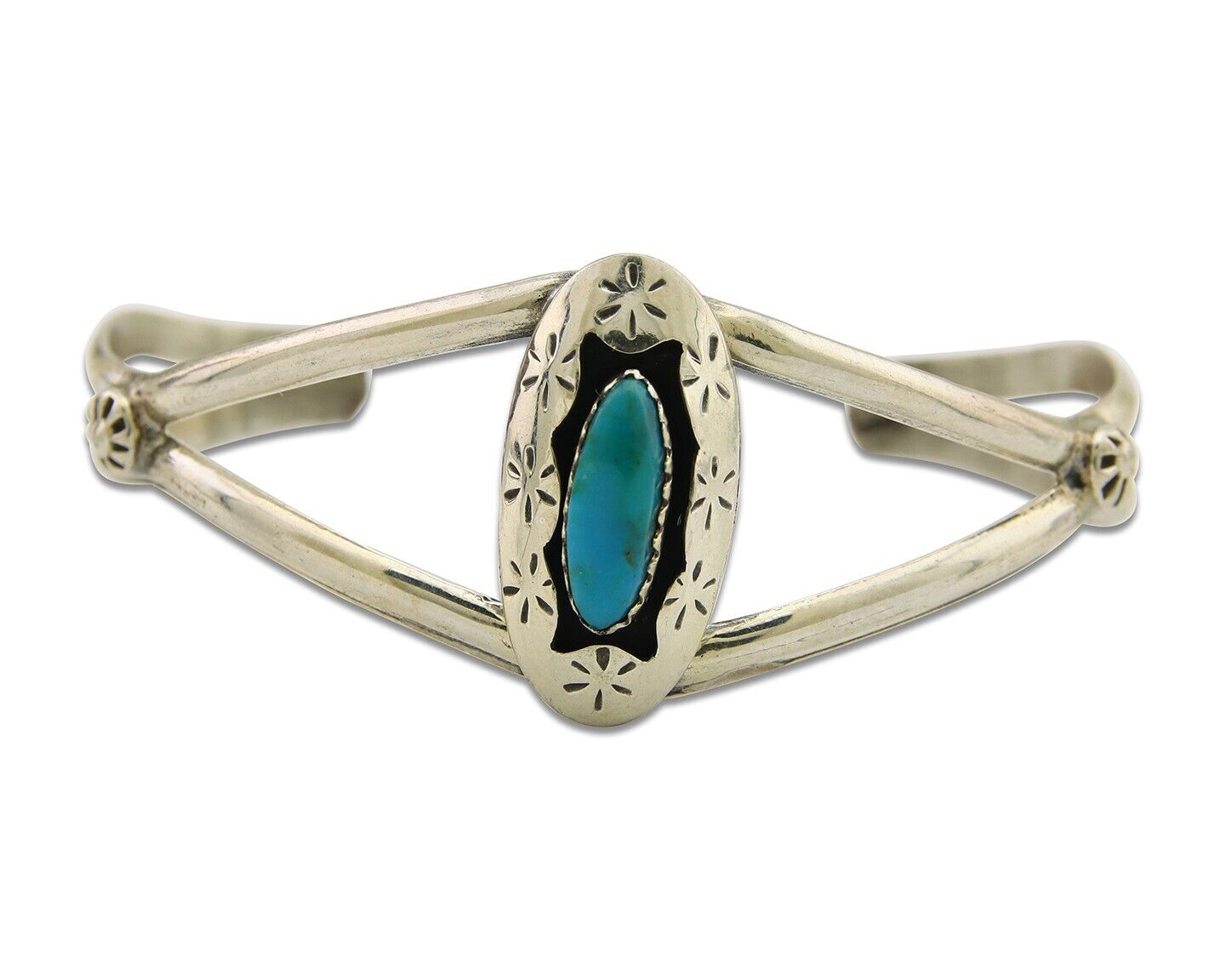 Navajo Cuff Bracelet 925 Silver Turquoise Cuff Artist Signed IJC C.80's