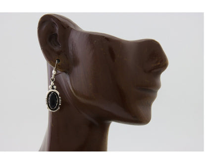 Navajo Dangle Earrings 925 Silver Natural Black Onyx Native American C.80's