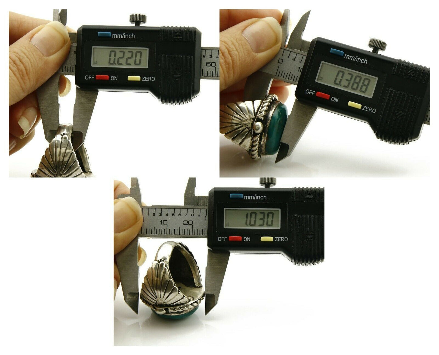 Navajo Ring .925 SOLID Silver Blue Gem Turquoise Signed Doug Zachary C.80's