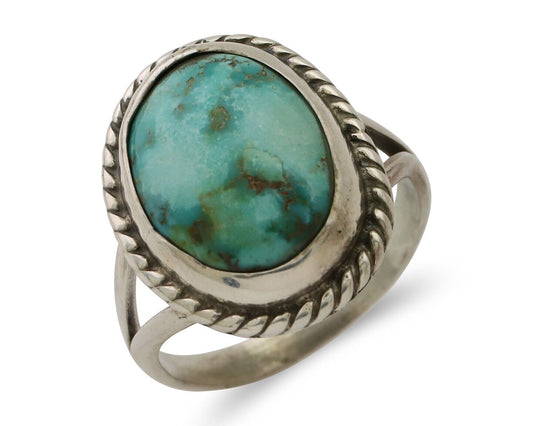 Navajo Ring 925 Silver Natural Blue Turquoise Native American Artist C.80's