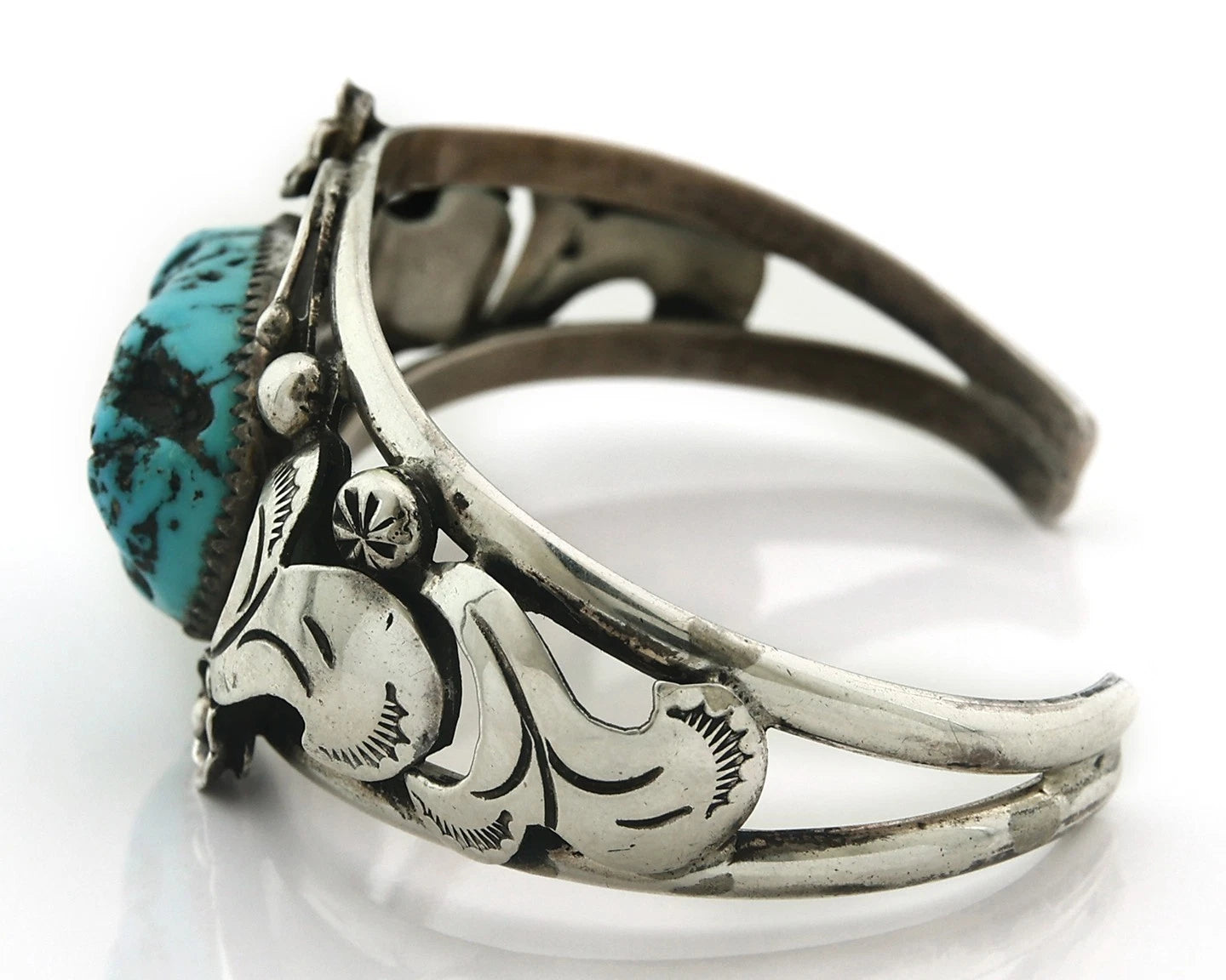 Navajo Cuff Bracelet Sterling Silver Turquoise Vintage Signed S Emerson