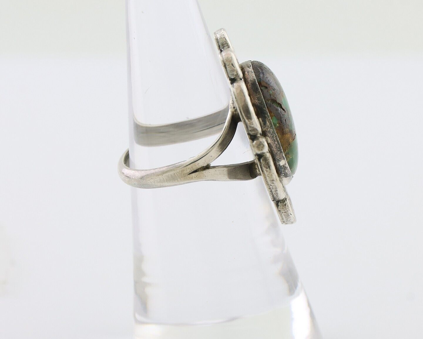 Navajo Ring 925 Silver Natural Turquoise Artist Signed M Size 6.25 C.80's