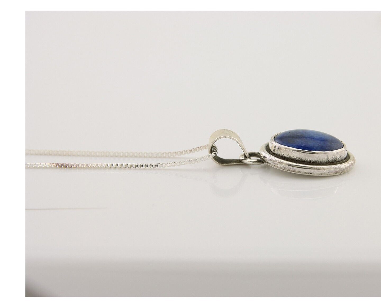 Navajo Pendant 925 Silver Natural Lapis Lazuli Signed Sunrise C.80's