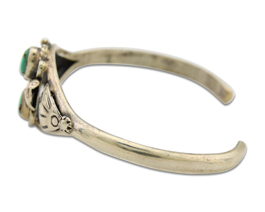 Navajo Bracelet 925 Silver Cuff Turquoise Handmade Native Artist C.80's