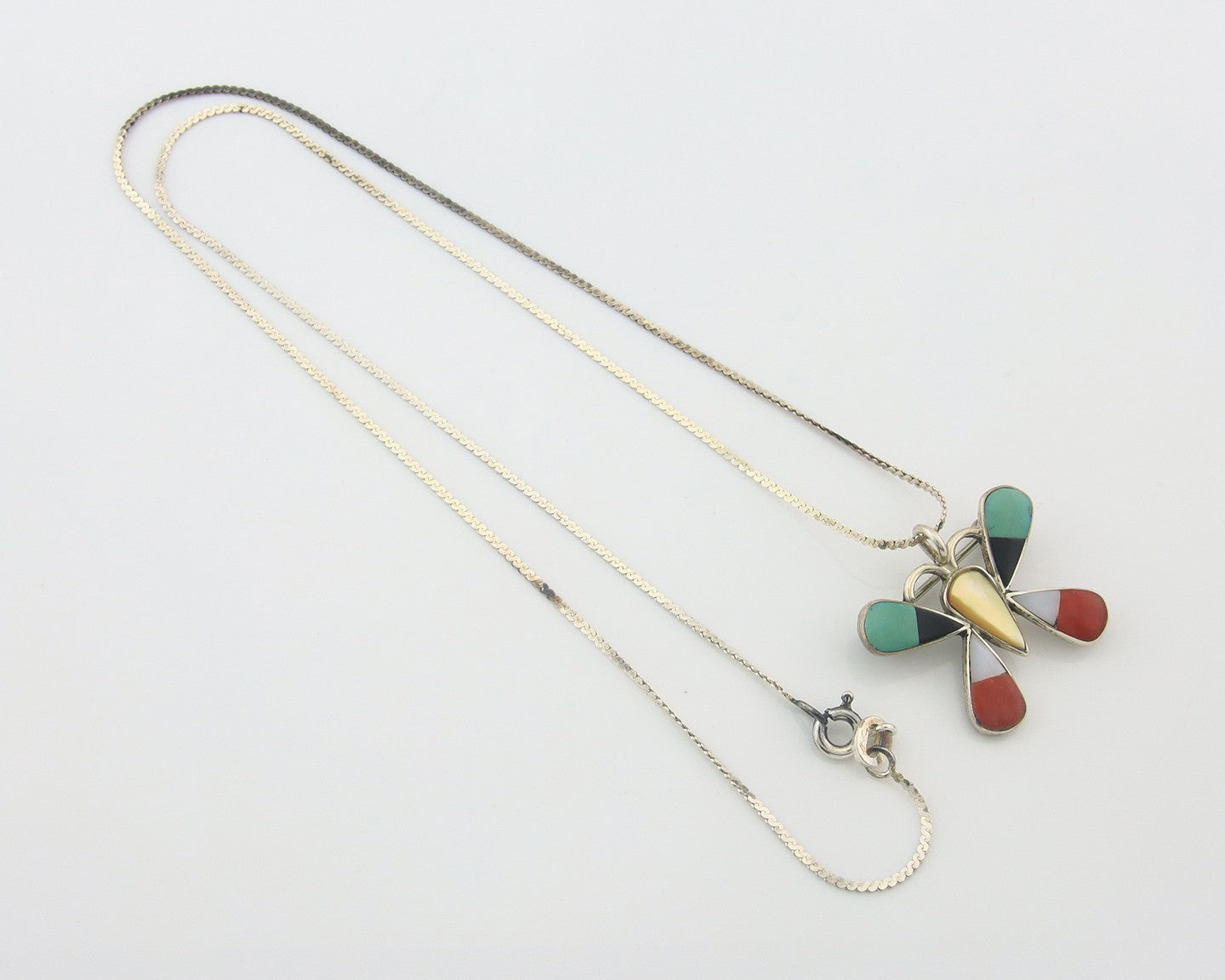 Navajo Butterfly Necklace Sterling Silver Authentic Natural Gemstone