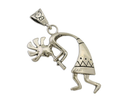 Navajo Kokopelli Pendant 925 Sterling Silver Artist Signed Masha C.80's