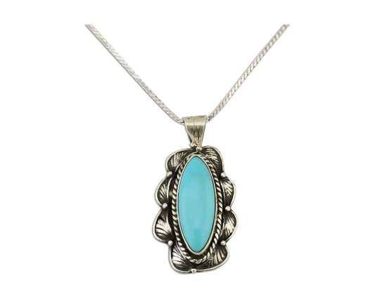 Navajo Necklace Pendant 925 Silver Turquoise Signed M C.80's