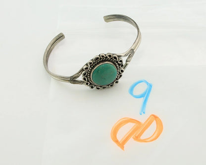 Navajo Cuff Bracelet Sterling Silver Vintage Turquoise Handmade Signed LP