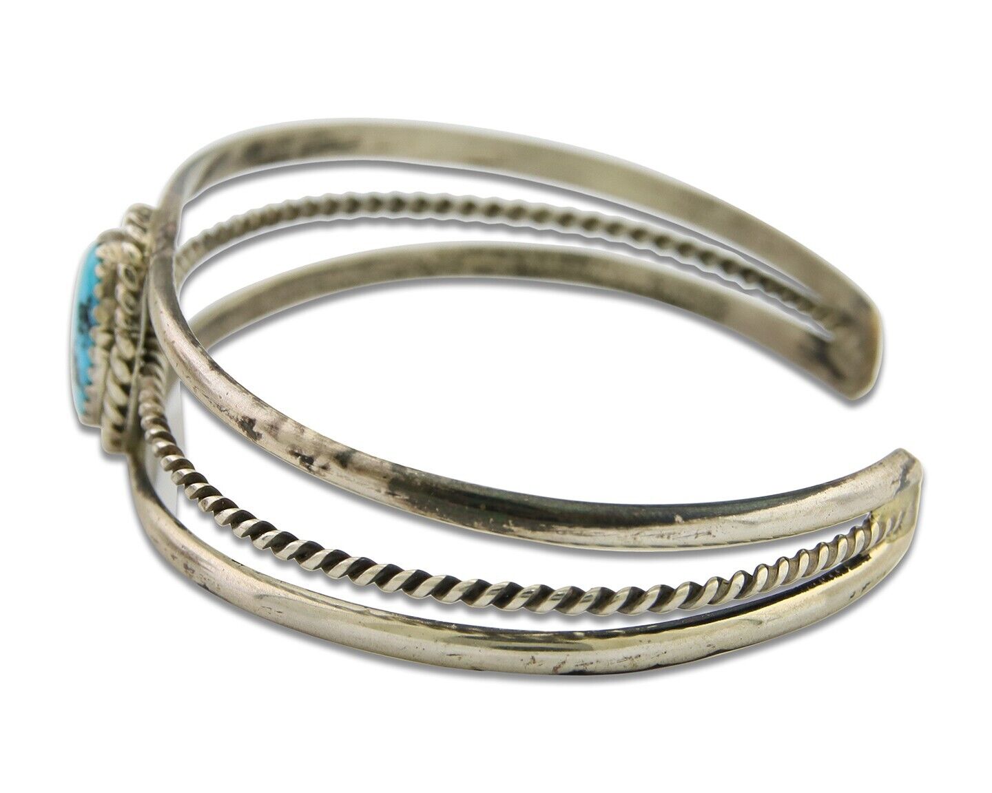 Navajo Bracelet 925 Silver Cuff Turquoise Handmade Artist Signed TC C.80's