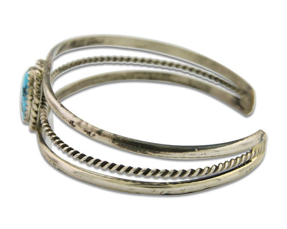 Navajo Bracelet 925 Silver Cuff Turquoise Handmade Artist Signed TC C.80's