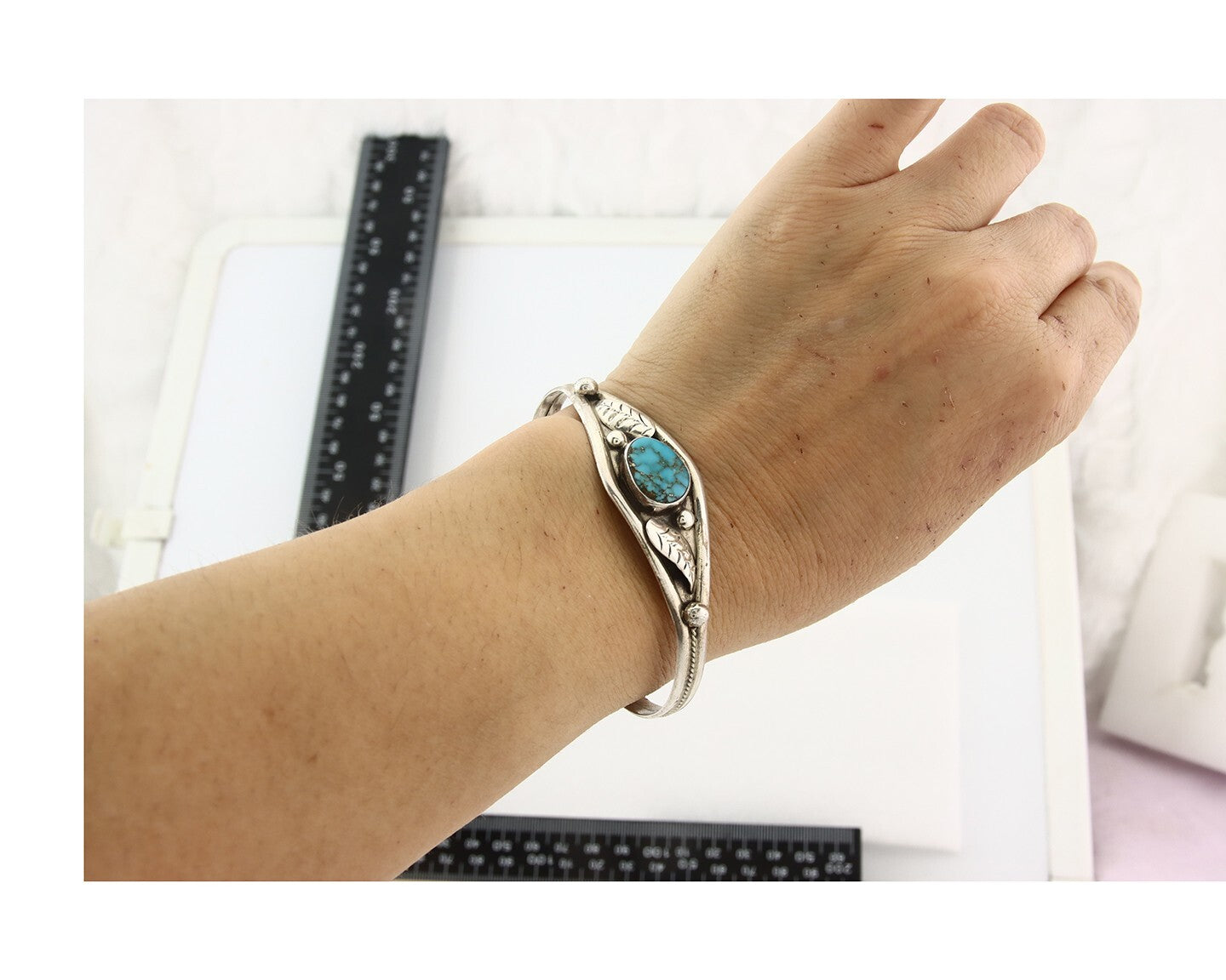 Vintage Navajo Bracelet 925 Silver Turquoise Handmade Signed GC 01 (The Turtle)