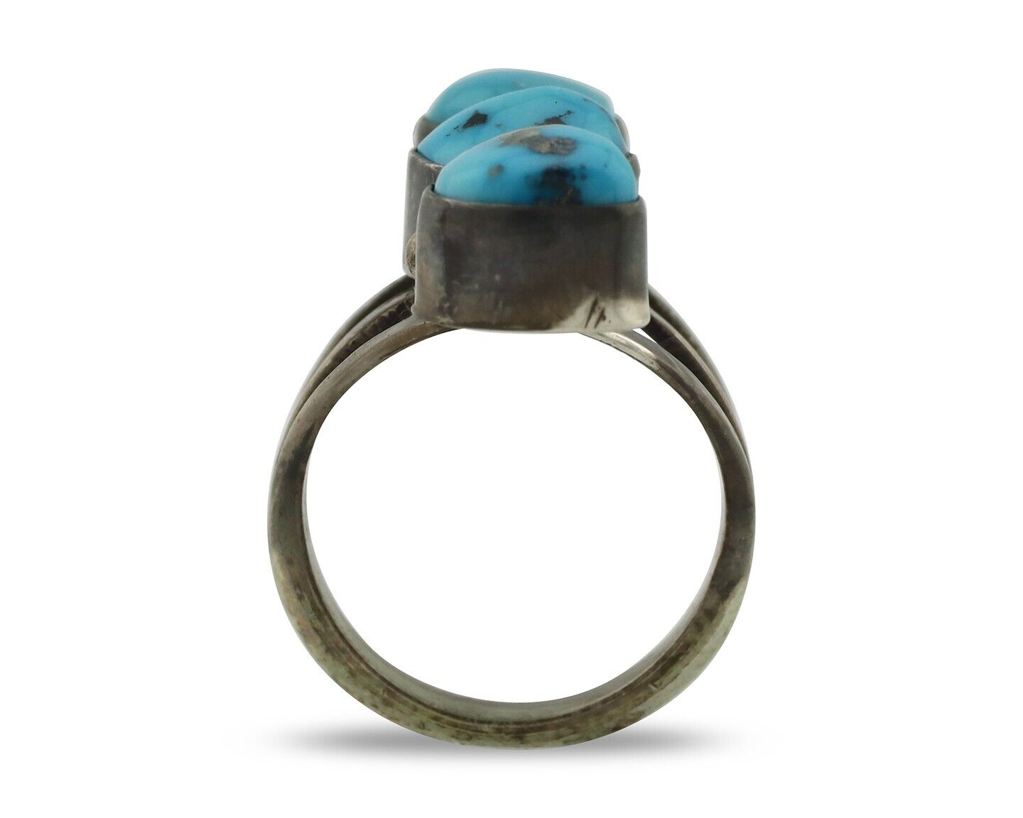 Navajo Ring 925 Silver Natural Blue Turquoise Native American Artist C.80's