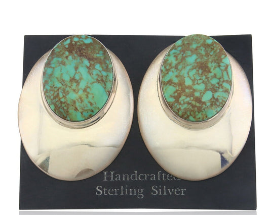 Navajo Earrings 925 Silver Handmade Natural Turquoise Native Artist C.80's