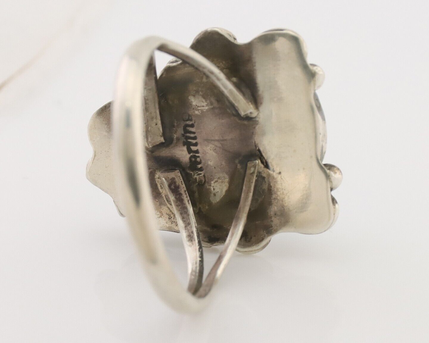 Navajo Ring 925 Silver Morenci Tuquoise Native American Artist C.80's