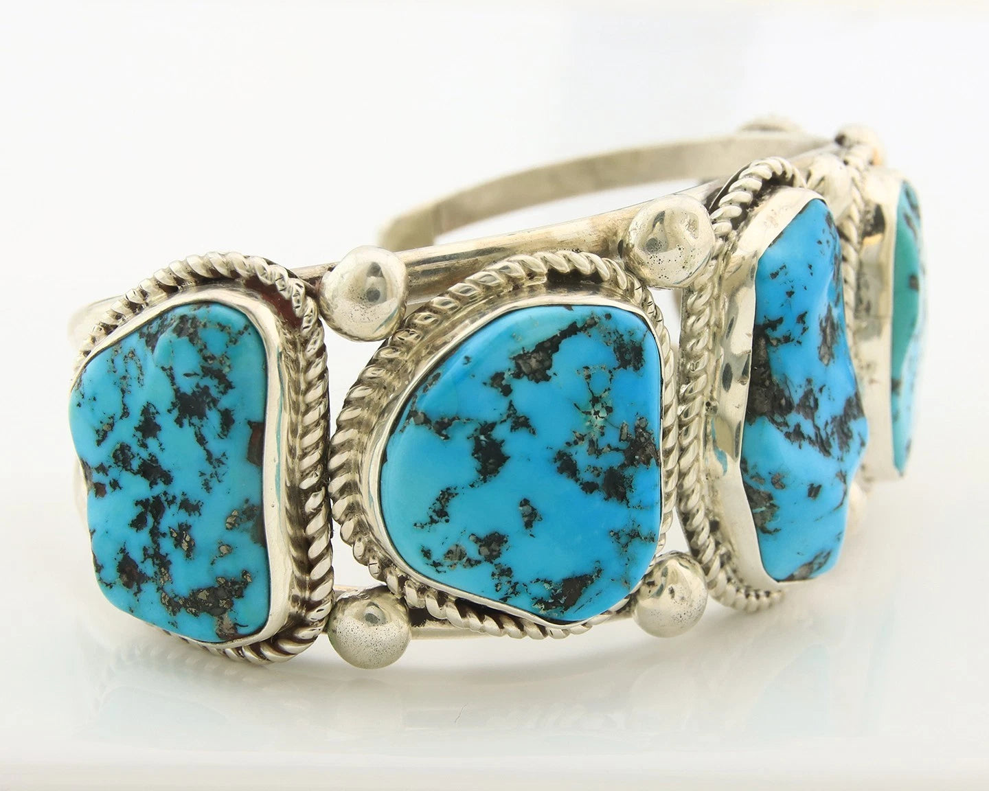 Men Navajo Cuff Bracelet Sterling Silver Turquoise Vintage Native Signed SD