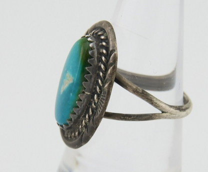 Navajo Handmade Ring 925 Silver Natural Turquoise Native Artist C.80's