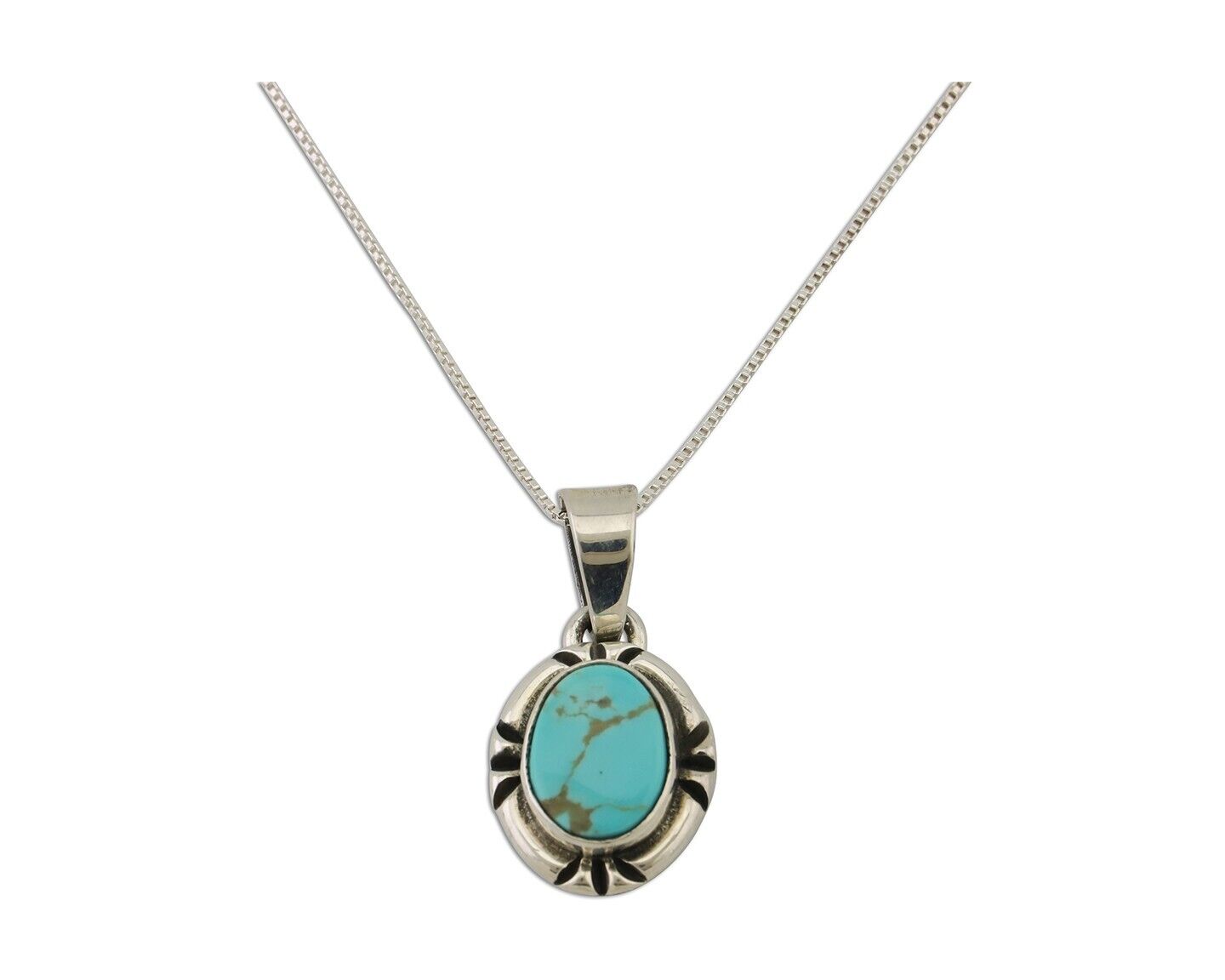 Navajo Necklace 925 Silver Kingman Turquoise Artist Signed Gecko C.90s