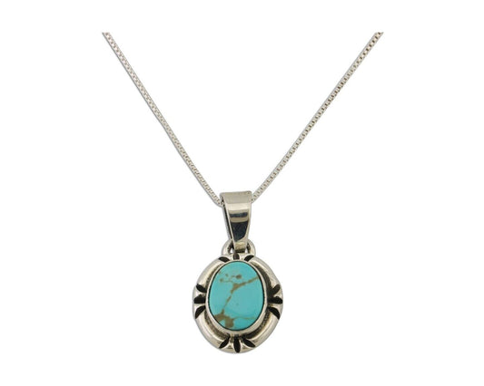 Navajo Necklace 925 Silver Kingman Turquoise Artist Signed Gecko C.90s