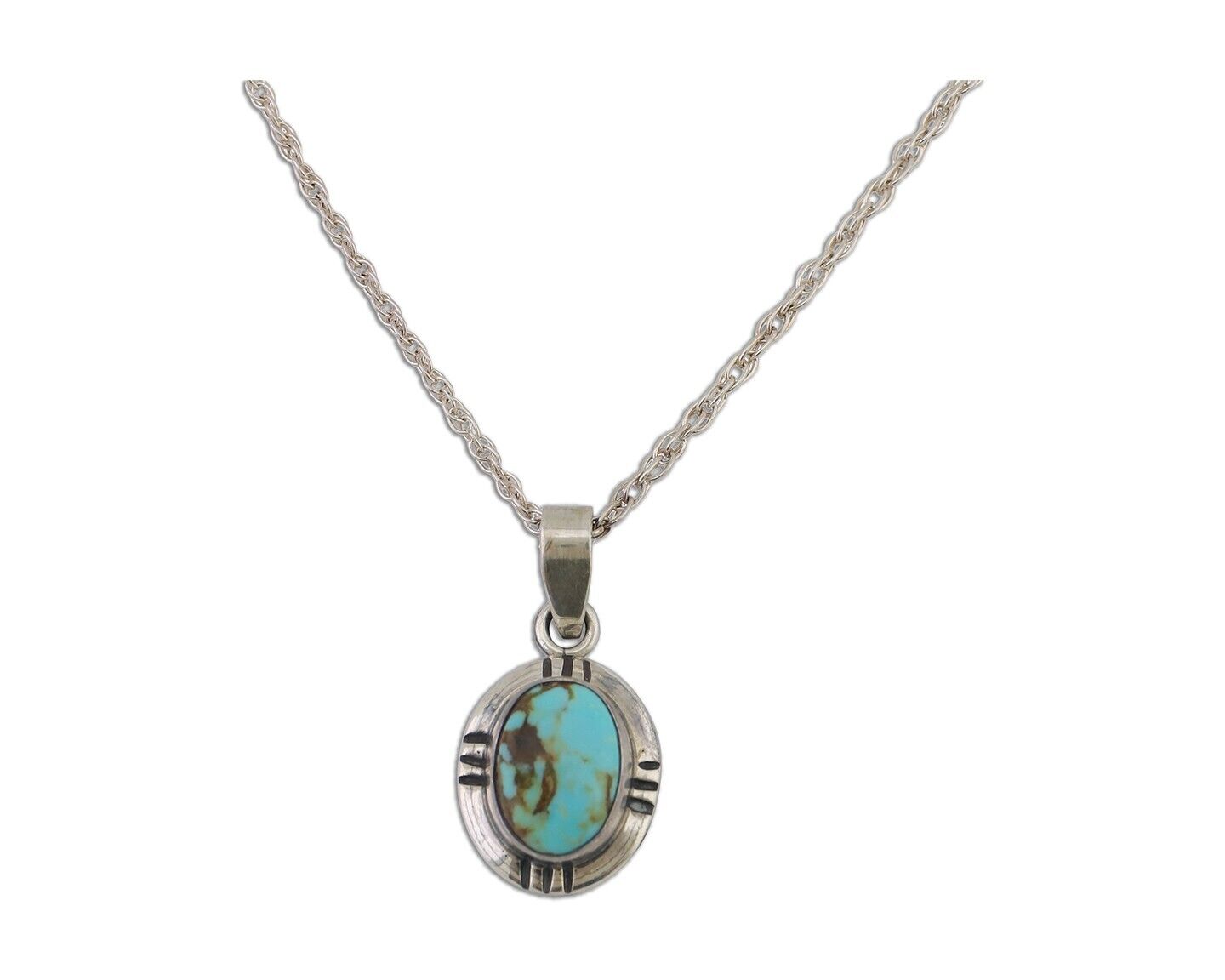 Navajo Necklace 925 Silver Natural Kingman Turquoise Native American C.80's