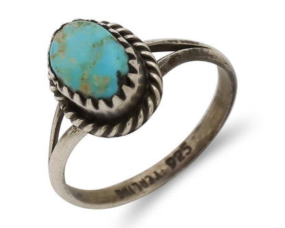 Navajo Ring 925 Silver Kingman Turquoise Native American Artist C.80's