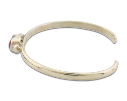 Navajo Bracelet .925 Silver Natural Red Coral Cuff Native American Artist C.80's