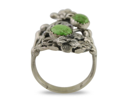 Navajo Ring 925 Silver Natural Gaspiete Artist Signed Prairie Fire C.80's