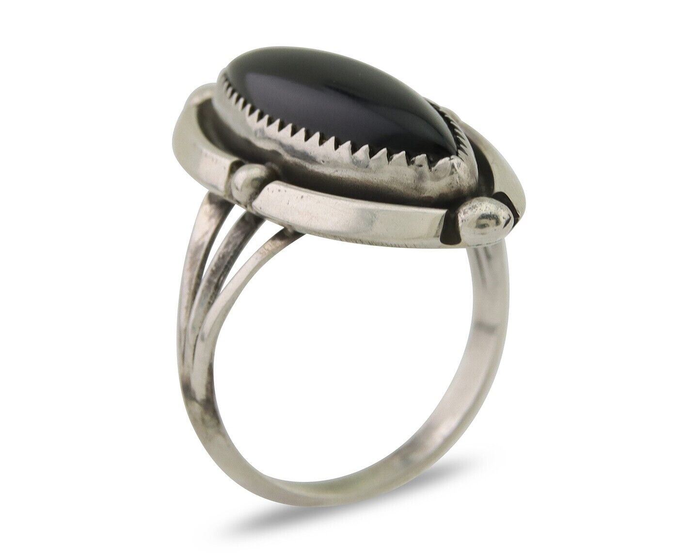 Navajo Handmade Ring 925 Silver Black Onyx Artist Signed SC C.80's