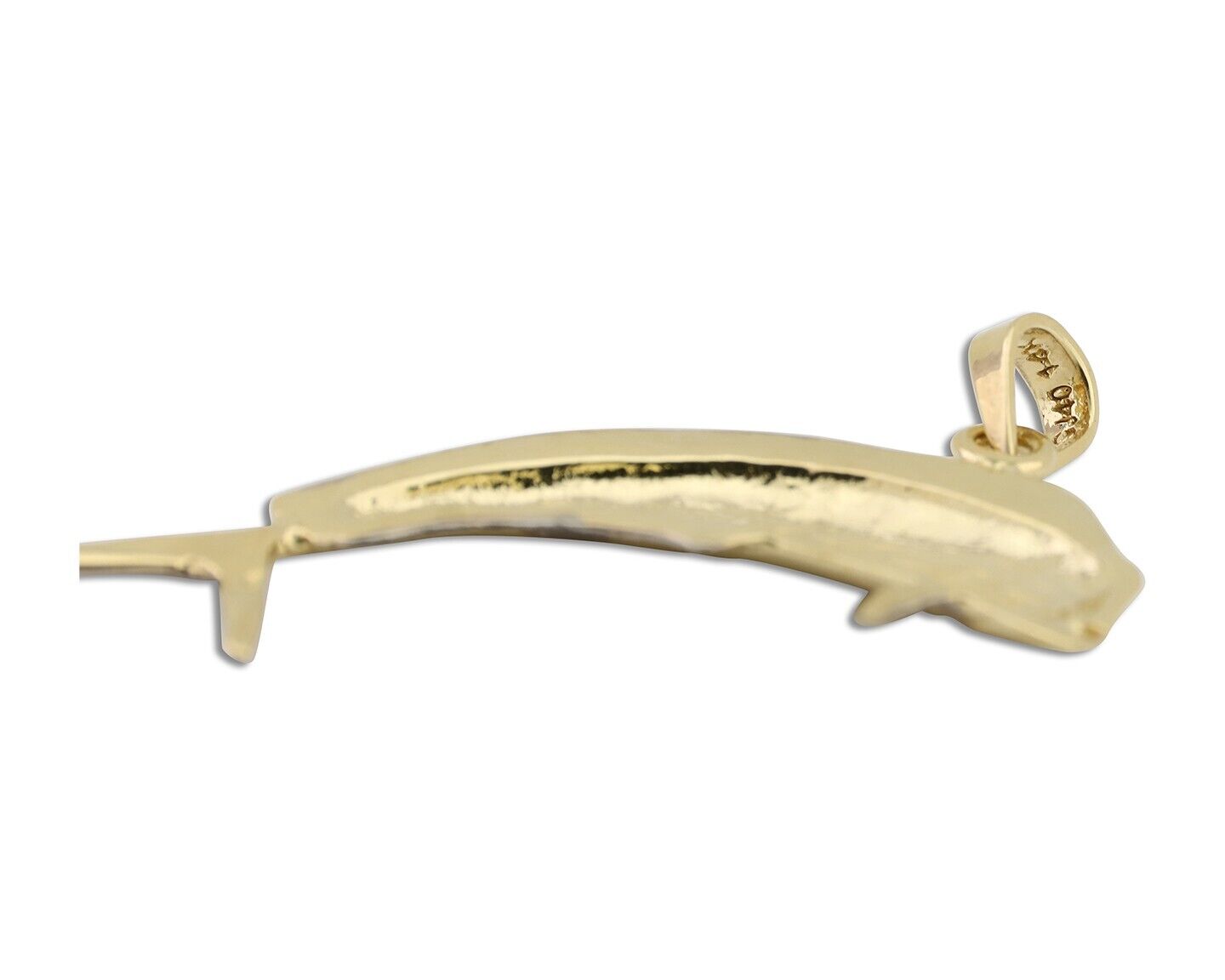 Men 14k Solid Gold Mahi Mahi Dorado Fish Pendant Medium Size 1/2 in x 1 1/2 in