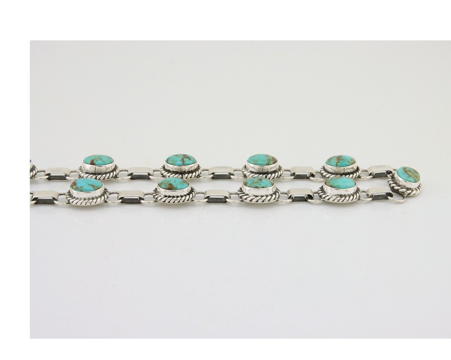 Navajo Turquoise Necklace 925 Silver Natural Blue Native American Artist C.80's