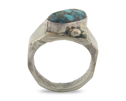 Vintage Navajo Ring 925 Sterling Authentic Turquoise Signed Sammy Begay Size 13