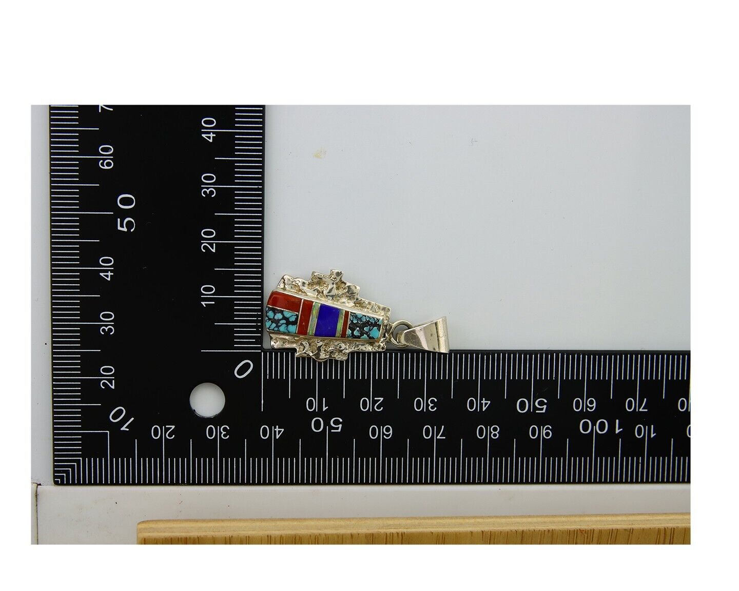 Navajo Pendant 925 Silver Natural Gemstone Handmade Native American Artist C80s