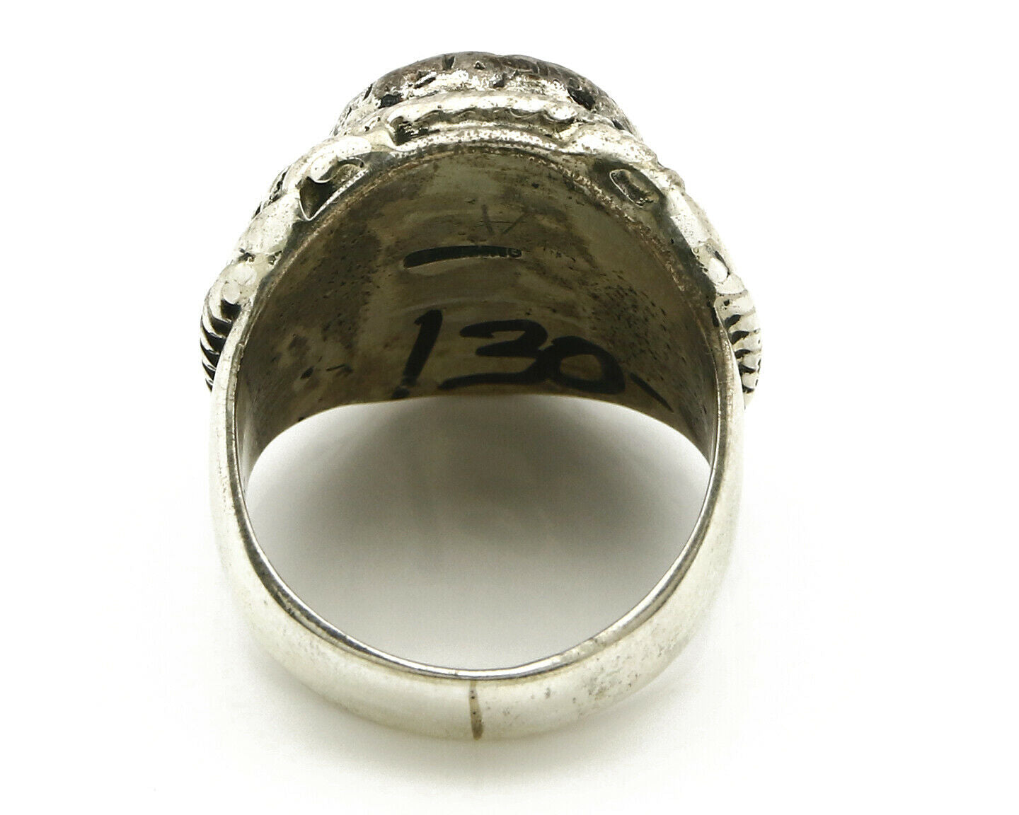 Navajo Ring .925 SOLID Silver Kingman Turquoise Artist Native American C.1980's
