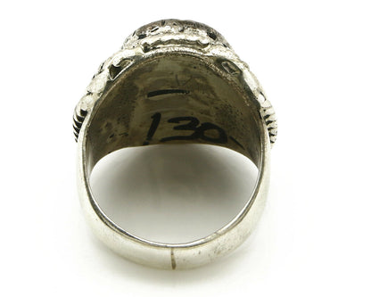 Navajo Ring .925 SOLID Silver Kingman Turquoise Artist Native American C.1980's