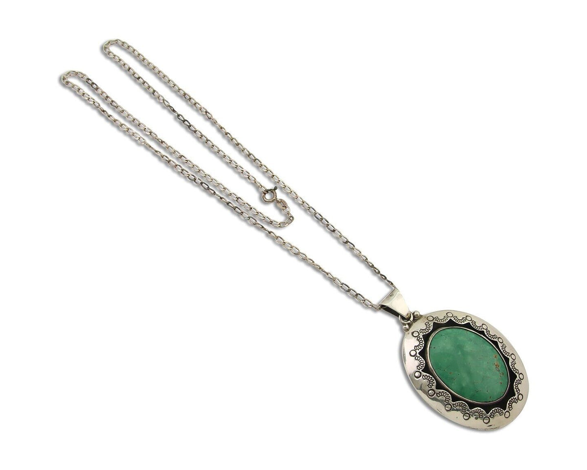 Navajo Necklace 925 Silver Natural Turquoise Artist Signed M Montoya C.80's