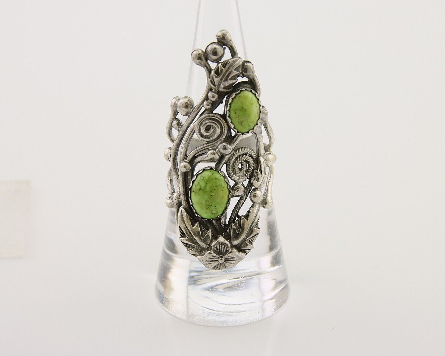 Navajo Ring 925 Silver Natural Gaspiete Artist Signed Prairie Fire C.80's
