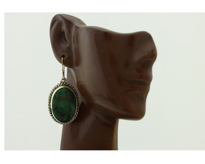 Navajo Earrings 925 Silver Natural Green Turquoise Native Artist C.80's