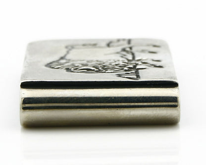 Navajo Money Clip .925 Silver & Nickle Hand Stamped Artist Native C.80's-90's