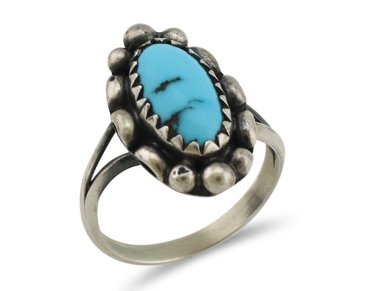 Navajo Ring 925 Silver Turquoise Artist Signed SkyStone Creations C.80's