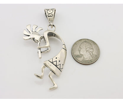 Navajo Kokopelli Pendant 925 Sterling Silver Artist Signed Masha C.80's