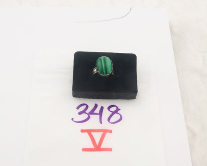 Vintage Navajo Ring 925 Sterling Authentic Traditional Malachite Size 5.0