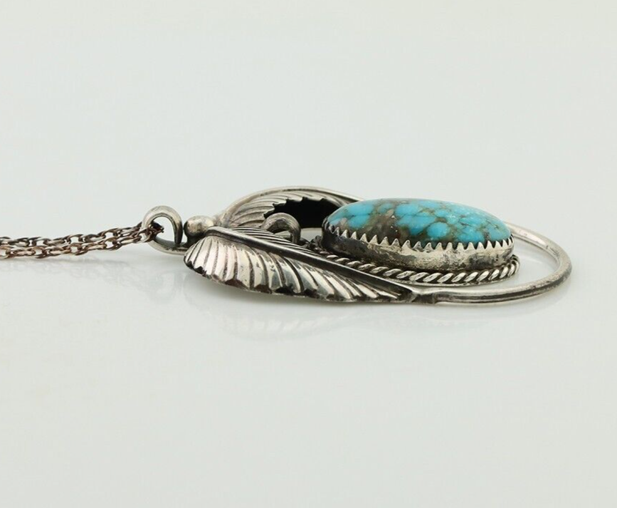 Navajo Necklace 925 Silver Turquoise Native American Artist Signed C.90s